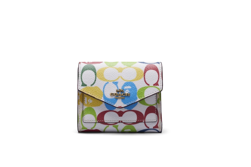 Pre-owned Coach Women's  X Bape Small Wallet Signature Canvas With Ape Headin Brass In Gold